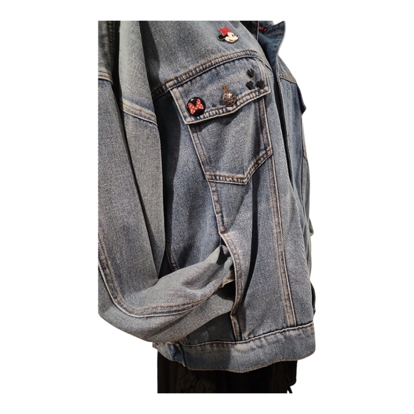 DISNEY Member Of The Minnie Mouse Club Denim Jacket Women Large Faded Embroider - Picture 7 of 12